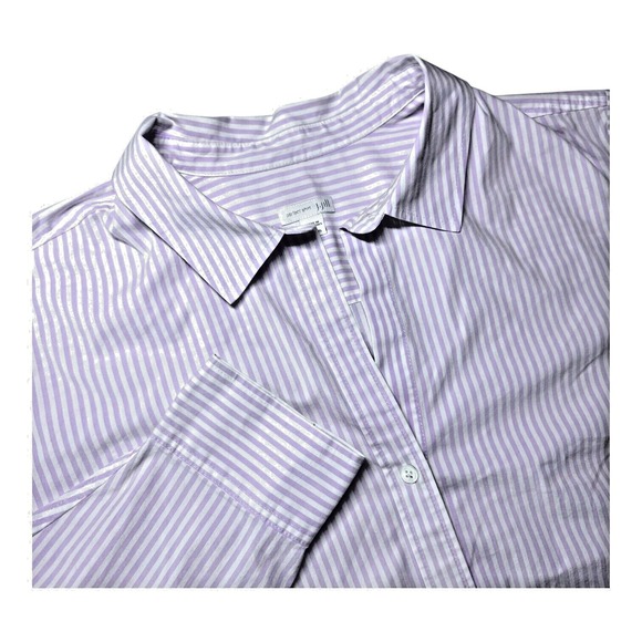 J. Jill Tops - J Jill 'Perfect Shirt' Long Sleeve Button Down Purple‎ White Striped Top Sz 3X